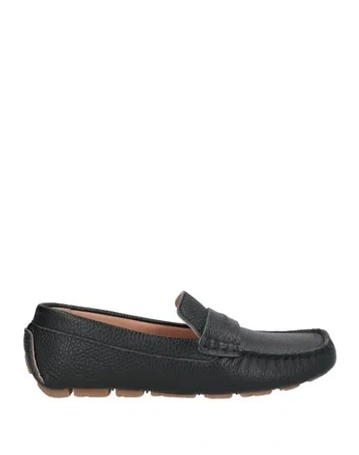 Pollini Woman Loafers Black Size 8 Leather In Black