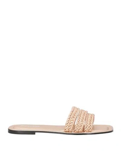 Pollini Woman Sandals Rose Gold Size 7 Polyurethane In Rose Gold