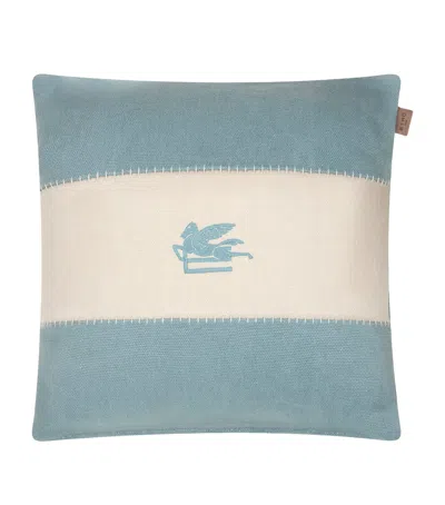 Etro Linen Pegaso Embroidered Cushion