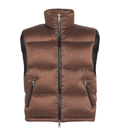 Cole Buxton Down-filled Gilet In Brown