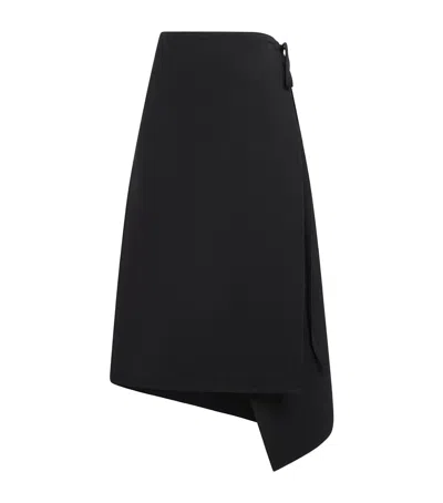 Tory Burch Cotton Wrap Midi Skirt In Black
