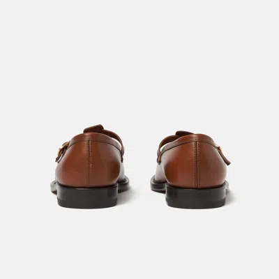 Scarosso Edna Buckle Fastened Flat Shoes In Tan - Calf