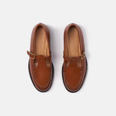 Scarosso Edna Buckle Fastened Flat Shoes In Tan - Calf