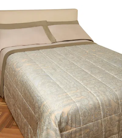 Etro Cotton Chain Quilted Bedspread In Grey