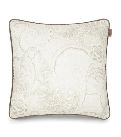 Etro Cotton Bloom Print Embroidered Cushion In Grey