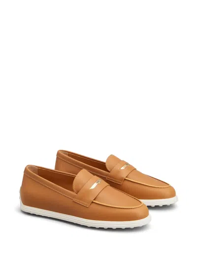 Tod's Leather Loafers In Brown