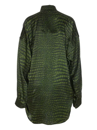 Balenciaga Women's Cocoon Printed Silk Shirt In Green