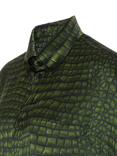 Balenciaga Women's Cocoon Printed Silk Shirt In Green