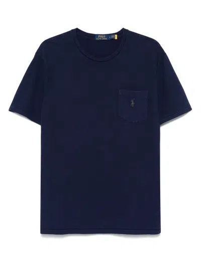 Polo Ralph Lauren Midnight Blue Cotton Blended T-shirt With Logo In Blue