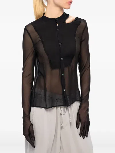 Undercover Hollowed-out Button Shirt In Black