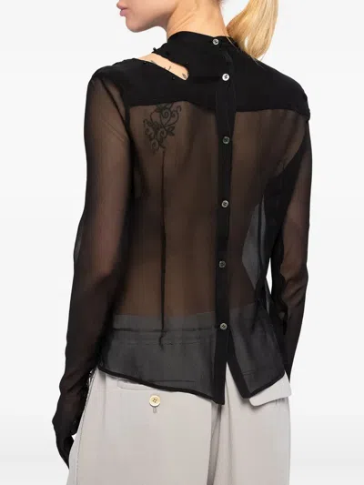 Undercover Hollowed-out Button Shirt In Black