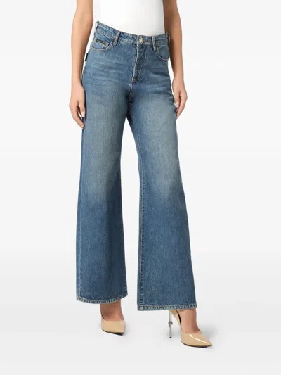 Philipp Plein Logo-embroidered Jeans In Blue