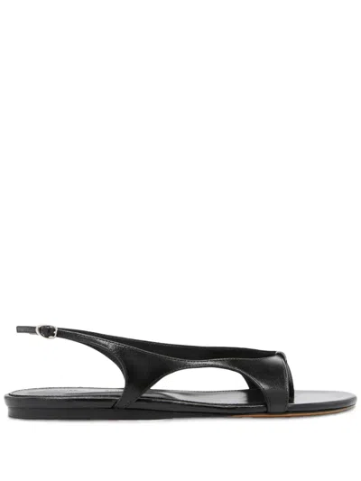 Proenza Schouler Slash Cutout Glossed-leather Slingback Sandals In Black