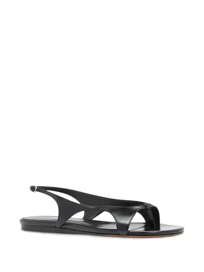 Proenza Schouler Slash Cutout Glossed-leather Slingback Sandals In Black