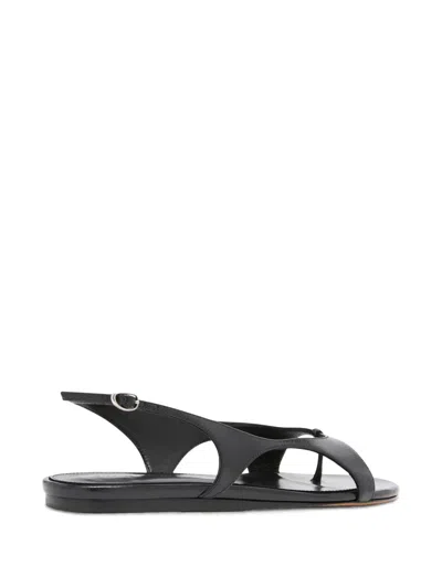 Proenza Schouler Slash Cutout Glossed-leather Slingback Sandals In Black