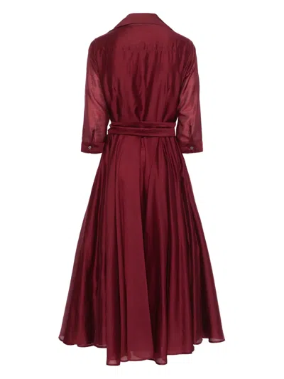Cenere Flared Midi Dress In Red