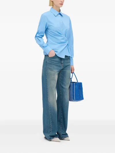 Msgm Cotton Shirt In Blue