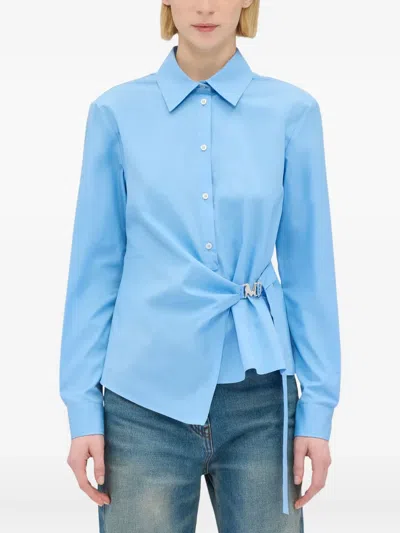 Msgm Cotton Shirt In Blue