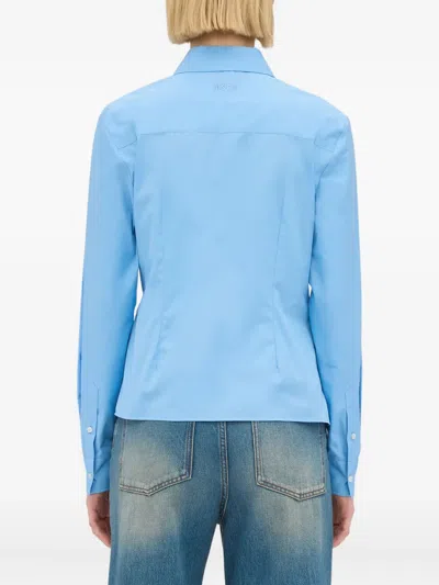 Msgm Cotton Shirt In Blue