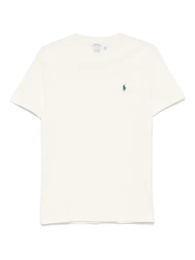 Polo Ralph Lauren Light Beige Cotton T-shirt With Logo In Neutrals