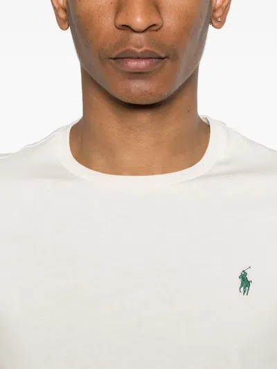 Polo Ralph Lauren Light Beige Cotton T-shirt With Logo In Neutrals