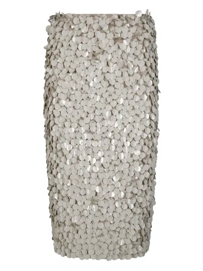 P.a.r.o.s.h Knee-length Skirt Embellished Sequins Textured Surface In Grey