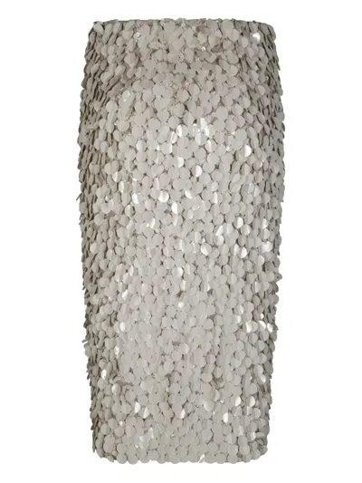 P.a.r.o.s.h Knee-length Skirt Embellished Sequins Textured Surface In Grey