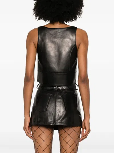 Alexander Mcqueen Leather Top In Black