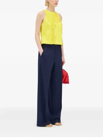 Msgm Stretch Straight Pants In Blue
