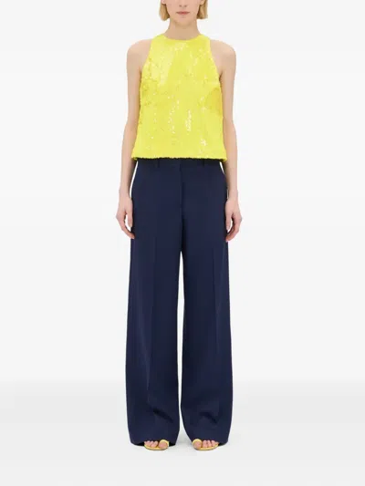 Msgm Stretch Straight Pants In Blue