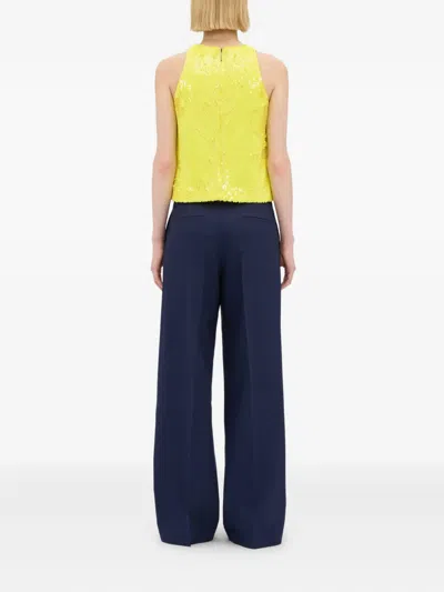 Msgm Stretch Straight Pants In Blue
