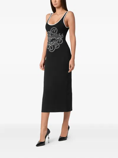 Philipp Plein Stretch-cotton Dress In Black