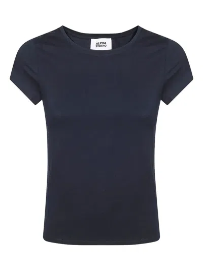 Alpha Studio Cotton T-shirt In Blue