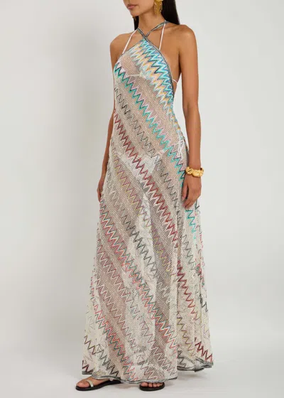 Missoni Zigzag Intarsia Open-knit Maxi Dress In Multicoloured