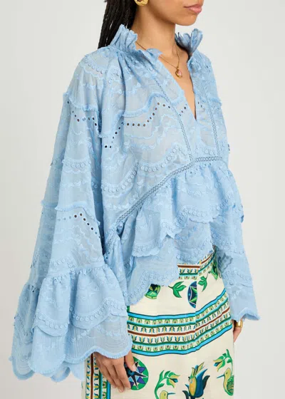 Lug Von Siga Kirke Embroidered Cotton-blend Blouse In Multi