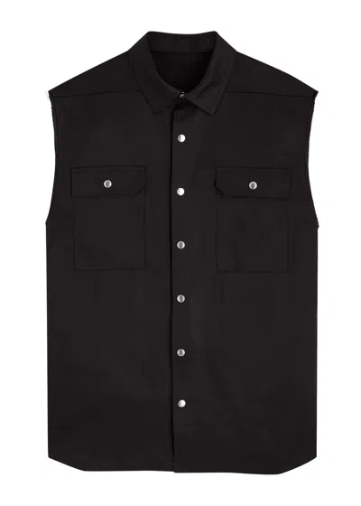 Rick Owens Jumbo Sleeveless Linen Shirt In Black