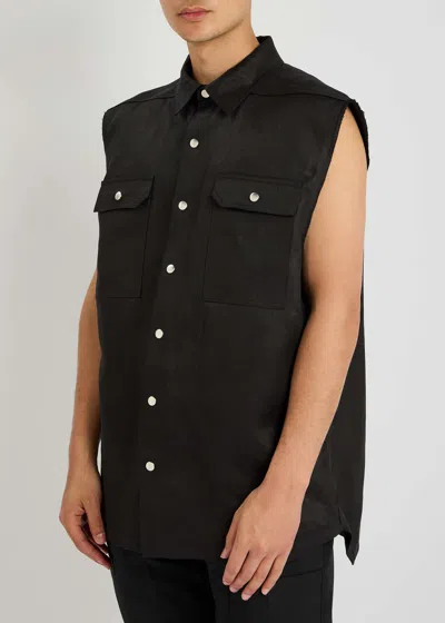 Rick Owens Jumbo Sleeveless Linen Shirt In Black