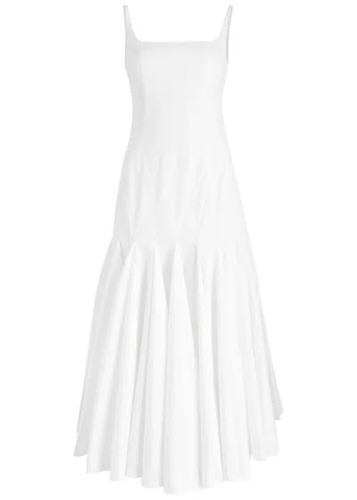 Jacquemus La Robe Agave White Sleeveless Long Dress With Square Neck And Flared Hem In Cotton Blend Woman In White