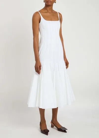 Jacquemus La Robe Agave White Sleeveless Long Dress With Square Neck And Flared Hem In Cotton Blend Woman In White