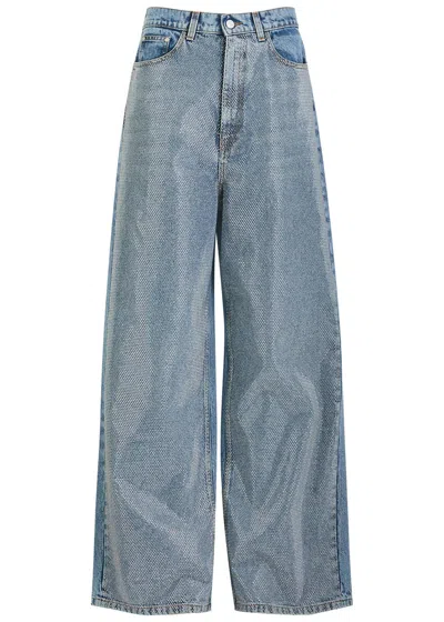 Stella Mccartney Hotflix Stud-embellished Wide-leg Jeans In Denim