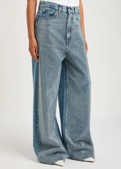 Stella Mccartney Hotflix Stud-embellished Wide-leg Jeans In Denim