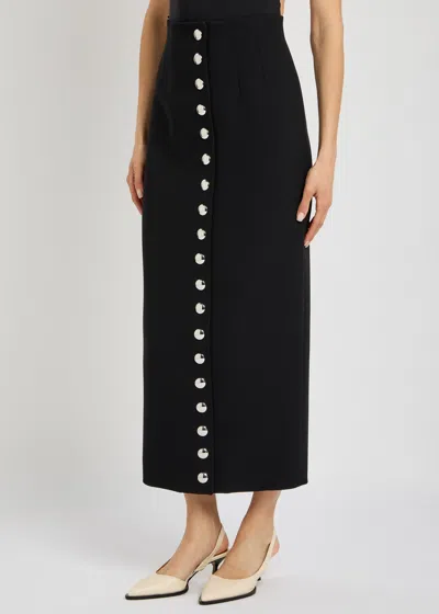 Khaite Brynlee Crepe Maxi Pencil Skirt In Black