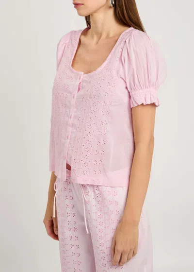 Damson Madder Prim Broderie-anglaise Cotton Blouse In Light Pink