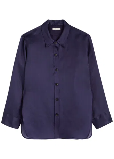 Khaite Herschel Oversized Silk-organza Shirt In Blue