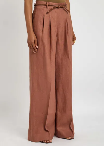 Zimmermann Illuminate Linen Wide Leg Pant In Orange