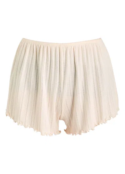 Eberjey Pointelle Cotton-blend Shorts In Ivory