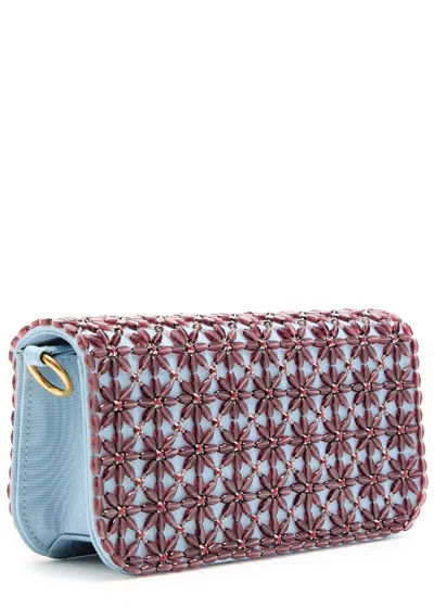 Valentino Locò Small Floral-embellished Moiré Shoulder Bag In Multicoloured