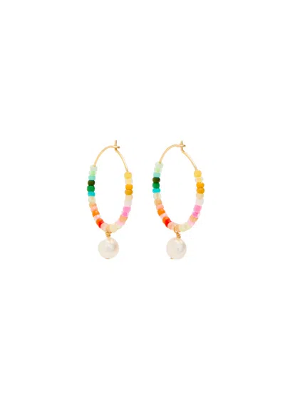 Anni Lu Rainbow Nomad Beaded Hoop Earrings In Multicoloured