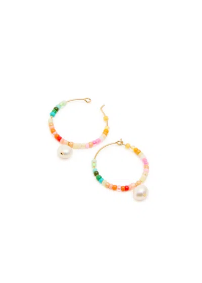 Anni Lu Rainbow Nomad Beaded Hoop Earrings In Multicoloured