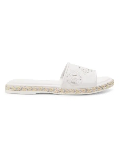 Karl Lagerfeld Women's Ceala Leather Flat Sandals In Bright White